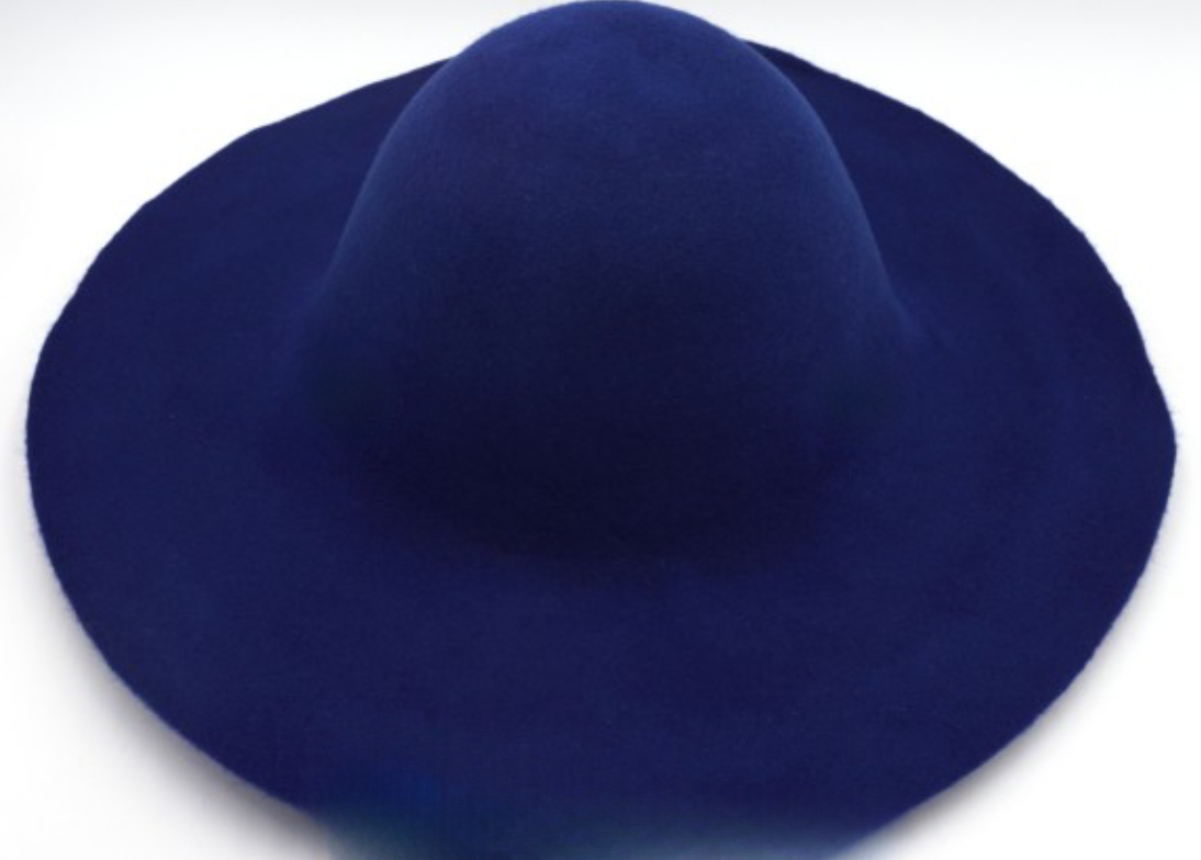 kit DIY chapeau crochez, kit complet chapelier, forme à chapeau, formation chapeau, feutre bleu cobalt