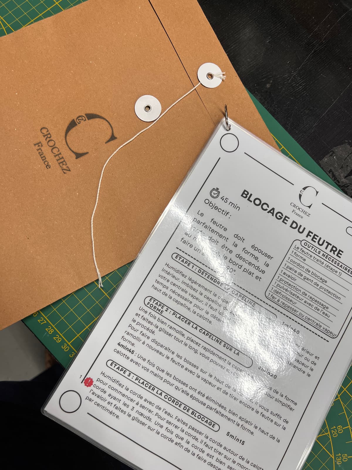 fiches techniques, kit DIY chapeau crochez, kit complet chapelier, forme à chapeau feutre, formation chapeau