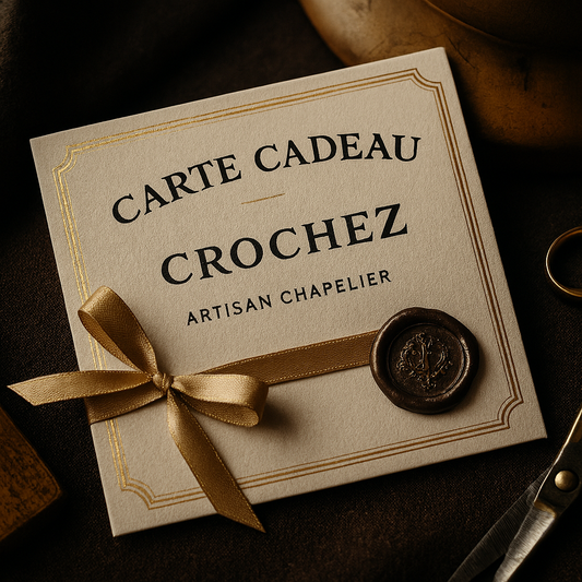 Carte cadeau chapeau personnalisé – Crochez France – artisan chapelier – atelier DIY chapeau