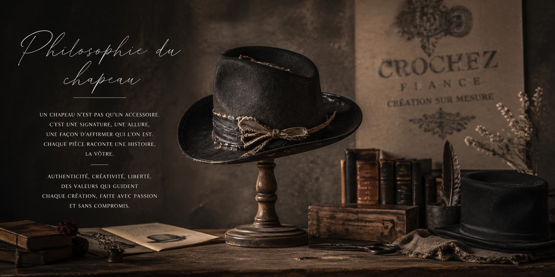 chapeau unique et sur mesure crochez artisan chapelier chapellerie France