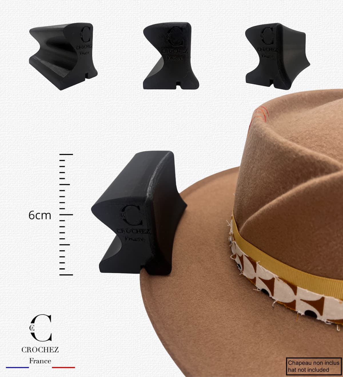 courbeur bord droit chapeau crochez brim curler outil chapelier vue général 
