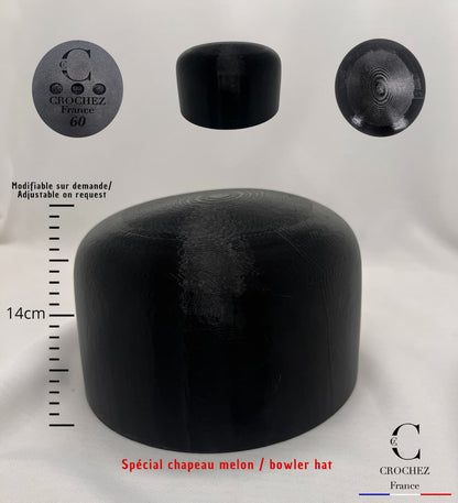 Forme à chapeau melon, outil du chapelier, crochez, vue générale