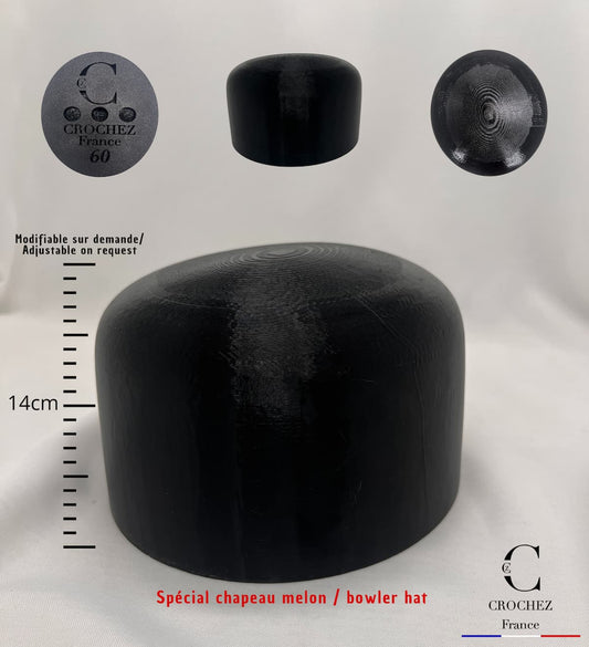 Forme à chapeau melon, outil du chapelier, crochez, vue générale