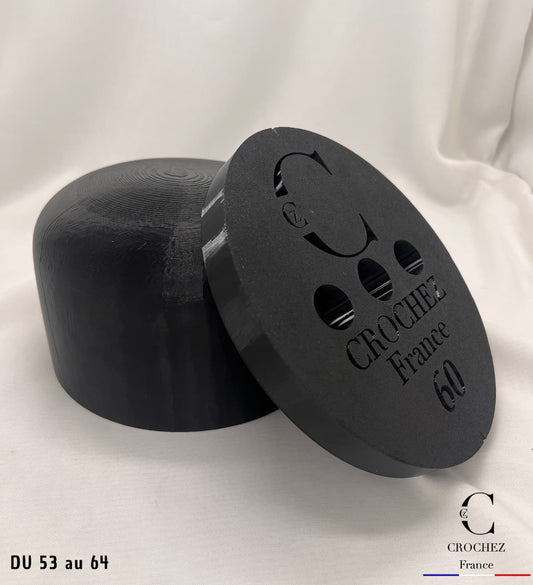 lot de forme à chapeau type ovale + formillon, outils de chapelier, kit chapellerie, crochez, vue générale